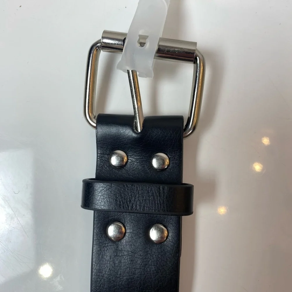 No Boundaries Black Vegan Leather Star Studded Belt Emo Belt Waist 34-38 Large